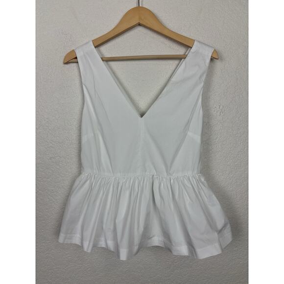 J Crew Always Womens‎ Sleeveless Peplum Top Sz 4 White Minimalist Resort Preppy - Picture 4 of 9